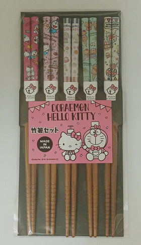 日本製 Sanrio 多啦A夢 x Hello Kitty 竹筷子 (五對入)