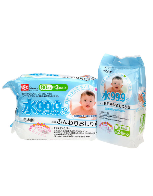 日本LEC i-plus 99.9%純水濕紙巾(30pcs x 2包）/ LEC wet tissues mini pack (30pcs x 2 packs)