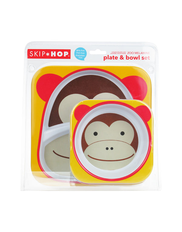Skip Hop 動物樂園仿瓷具套裝-猴子/plate & bowl set (monkey)