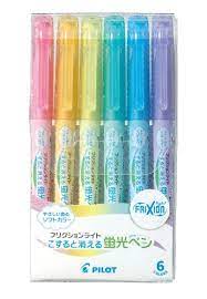 Pilot Frixion- 擦擦隱形螢光筆 (1套6色) (柔和色) 日本直送 Highlight Pen Set