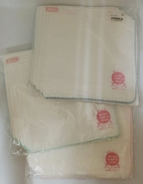 日本製 純棉紗巾 10枚 (34cm x 34cm) <藍色/綠色/粉紅色> / Baby Handkerchief 10's