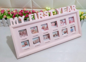 我的第一年嬰兒12個月相框 (粉紅色) - 12-month Baby Photo Frame (Pink)