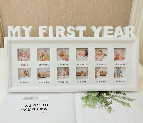 我的第一年嬰兒12個月相框 (白色) - 12-month Baby Photo Frame (White)