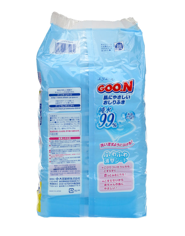 Goon 99% 純水濕紙巾 (70片x6包) - Happy Babe Store 開心寶寶嬰兒用品專門店