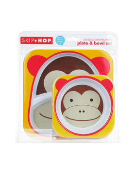 Skip Hop 動物樂園仿瓷具套裝-猴子-plate & bowl set (monkey)