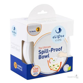 eLipse 防漏學習吸盤碗 (1套2碗連蓋) 12oz (白色) / Spill-Proof Bowl 12oz (white) 2 bowls with lids (12months+) stage 3